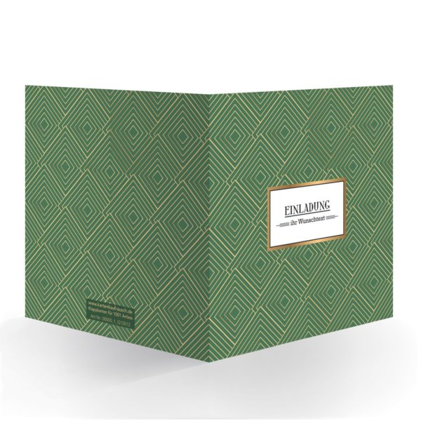 Kartenkaufrausch Quadrat Karten in dunkel grün: grafische Einladungskarte mit Wunschtext