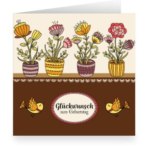 Kartenkaufrausch: Zauberhafte Retro Blumen Glückwunschkarte aus unserer Glückswunsch Papeterie in braun
