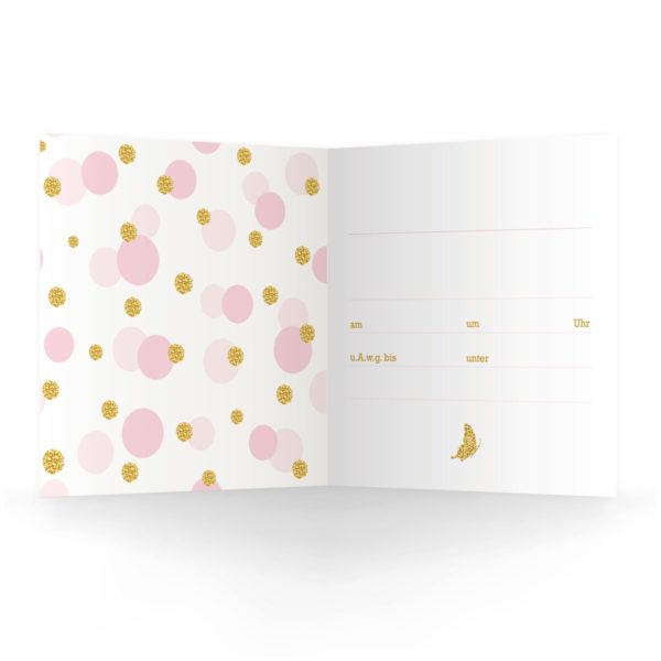 Für Familie, Freunde und Firma: Mädchen Einladungskarte zur Geburtstags Party in rosa aus unserer Einladung Papeterie