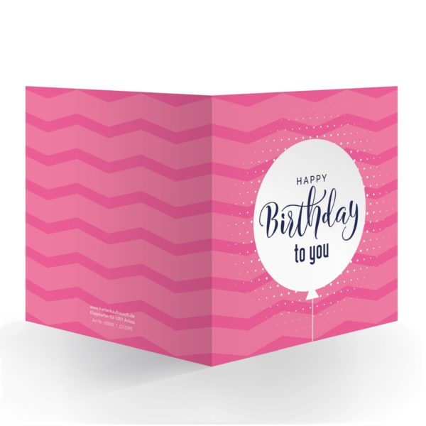 Kartenkaufrausch Quadrat Karten in pink: Designer Geburtstagskarte mit Luftballon
