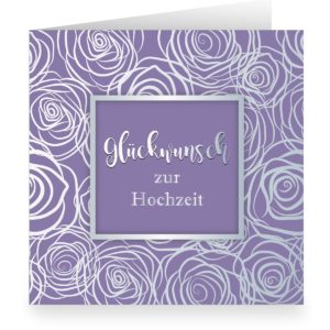 Kartenkaufrausch: Lila Hochzeitskarte mit Rosen aus unserer Hochzeits Papeterie in lila