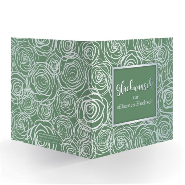 Kartenkaufrausch Quadrat Karten in grün: grüne Rosen Blüten Grußkarte