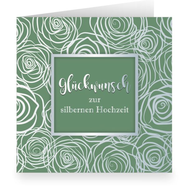 Kartenkaufrausch: grüne Rosen Blüten Grußkarte aus unserer Hochzeits Papeterie in grün