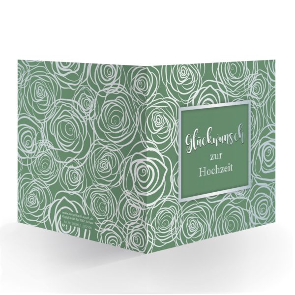 Kartenkaufrausch Quadrat Karten in grün: Grüne Hochzeitskarte mit Rosen