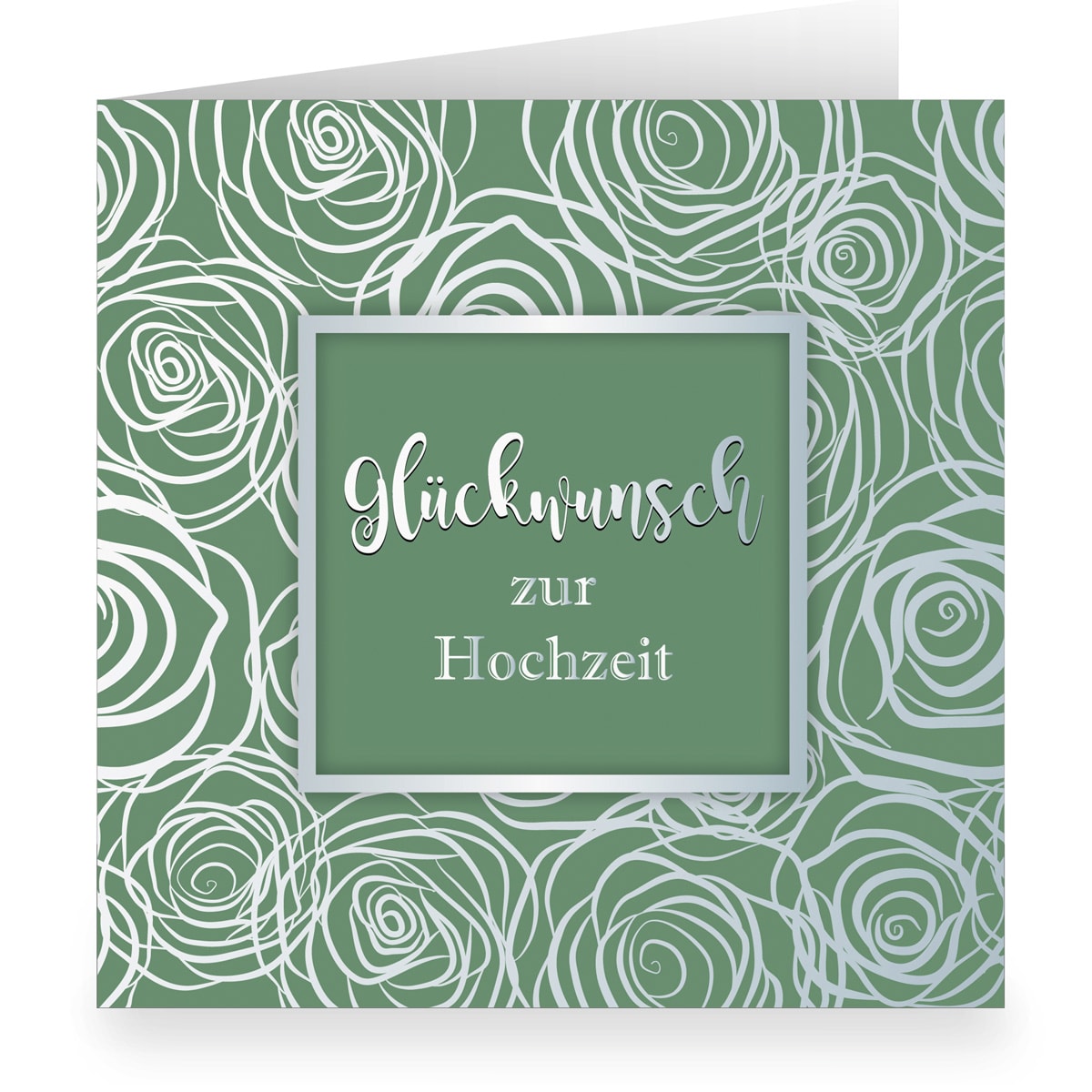 Kartenkaufrausch: Grüne Hochzeitskarte mit Rosen aus unserer Hochzeits Papeterie in grün