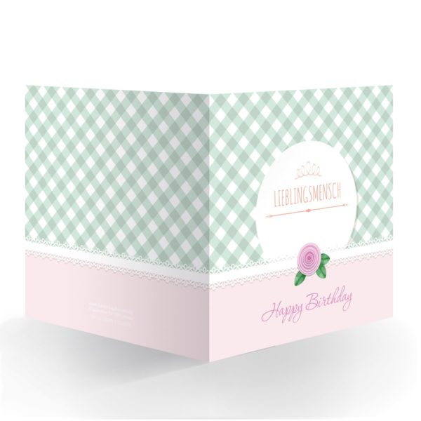 Kartenkaufrausch Quadrat Karten in rosa: Rosa Shabby chic Geburtstagskarte