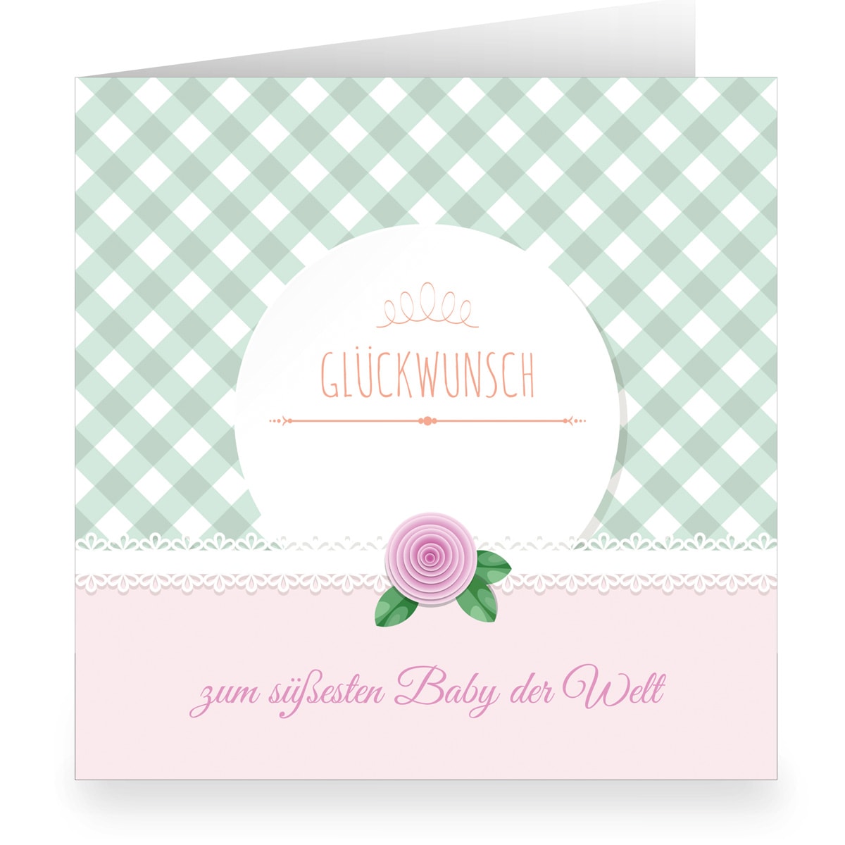 Kartenkaufrausch: Babykarte mit Vichy Karo aus unserer Geburtstags Papeterie in rosa