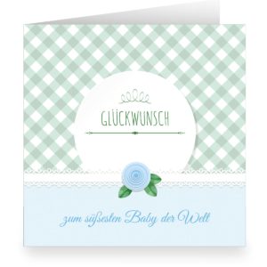Kartenkaufrausch: Hellblaue Shabby chic Babykarte aus unserer Einladung Papeterie in hellblau