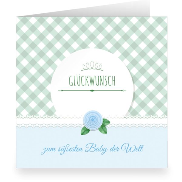 Kartenkaufrausch: Hellblaue Shabby chic Babykarte aus unserer Einladung Papeterie in hellblau