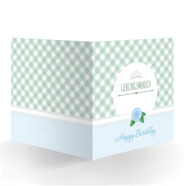 Kartenkaufrausch Quadrat Karten in hellblau: Shabby chic Geburtstagskarte
