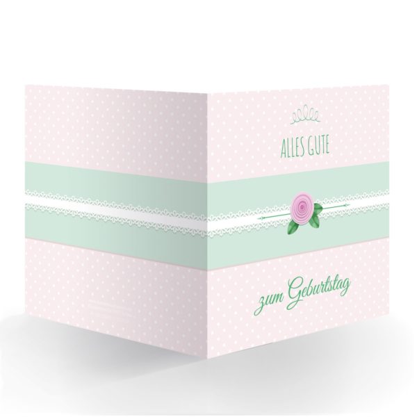 Kartenkaufrausch Quadrat Karten in rosa: Rosa Shabby chic Geburtstagskarte