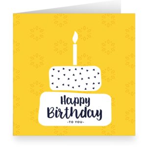 Kartenkaufrausch: retro Geburtstagskarte mit Torte aus unserer Geburtstags Papeterie in gelb