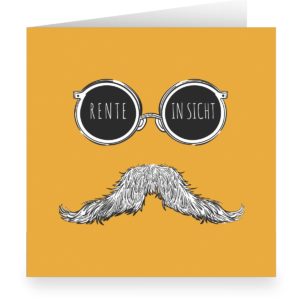 Kartenkaufrausch: Hipster Moustache Abschiedskarte aus unserer Rente Papeterie in gelb