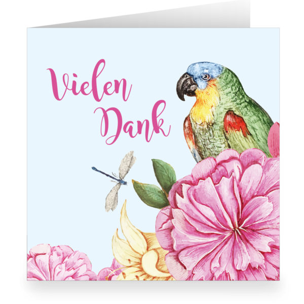Kartenkaufrausch: Edle quadratische Vintage Dankeskarte aus unserer Dankes Papeterie in rosa