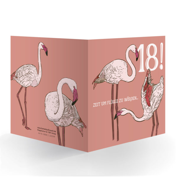 Kartenkaufrausch Quadrat Karten in rosa: Glückwunschkarte zum 18. Geburt