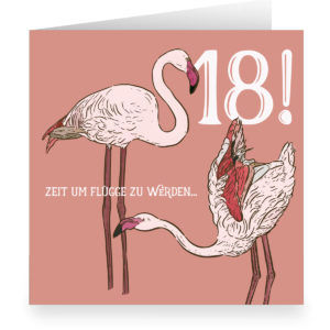Kartenkaufrausch: Glückwunschkarte zum 18. Geburt aus unserer Geburtstags Papeterie in rosa