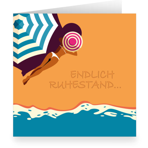 Kartenkaufrausch: quadratische Glückwunschkarte zu Rente aus unserer Rente Papeterie in orange