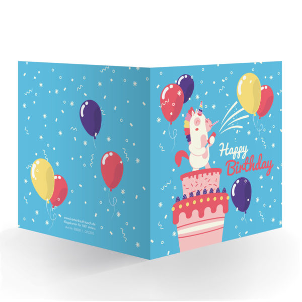 Kartenkaufrausch Quadrat Karten in blau: Komische quadratische Geburtstagskarte