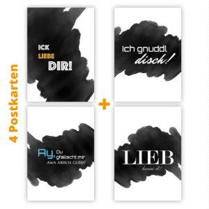 Kartenkaufrausch Postkarten in schwarz: Dialekt Liebes Postkarten