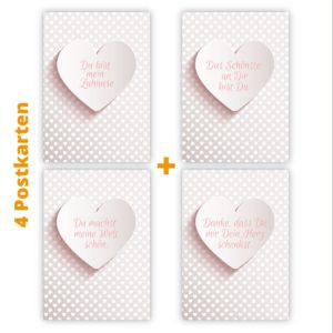Kartenkaufrausch Postkarten in rosa: romantische Liebes Postkarten