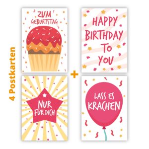 Kartenkaufrausch Postkarten in rosa: lustige Geburtstags Postkarten