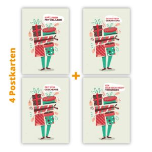 Kartenkaufrausch Postkarten in hell grün: Retro Postkarten zu Weihnachten