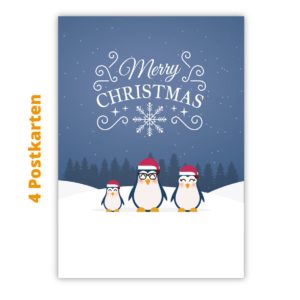 Kartenkaufrausch Postkarten in blau: Pinguin Weihnachts Postkarten