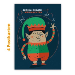 Kartenkaufrausch Postkarten in petrol blau: Elfen Weihnachts Postkarten