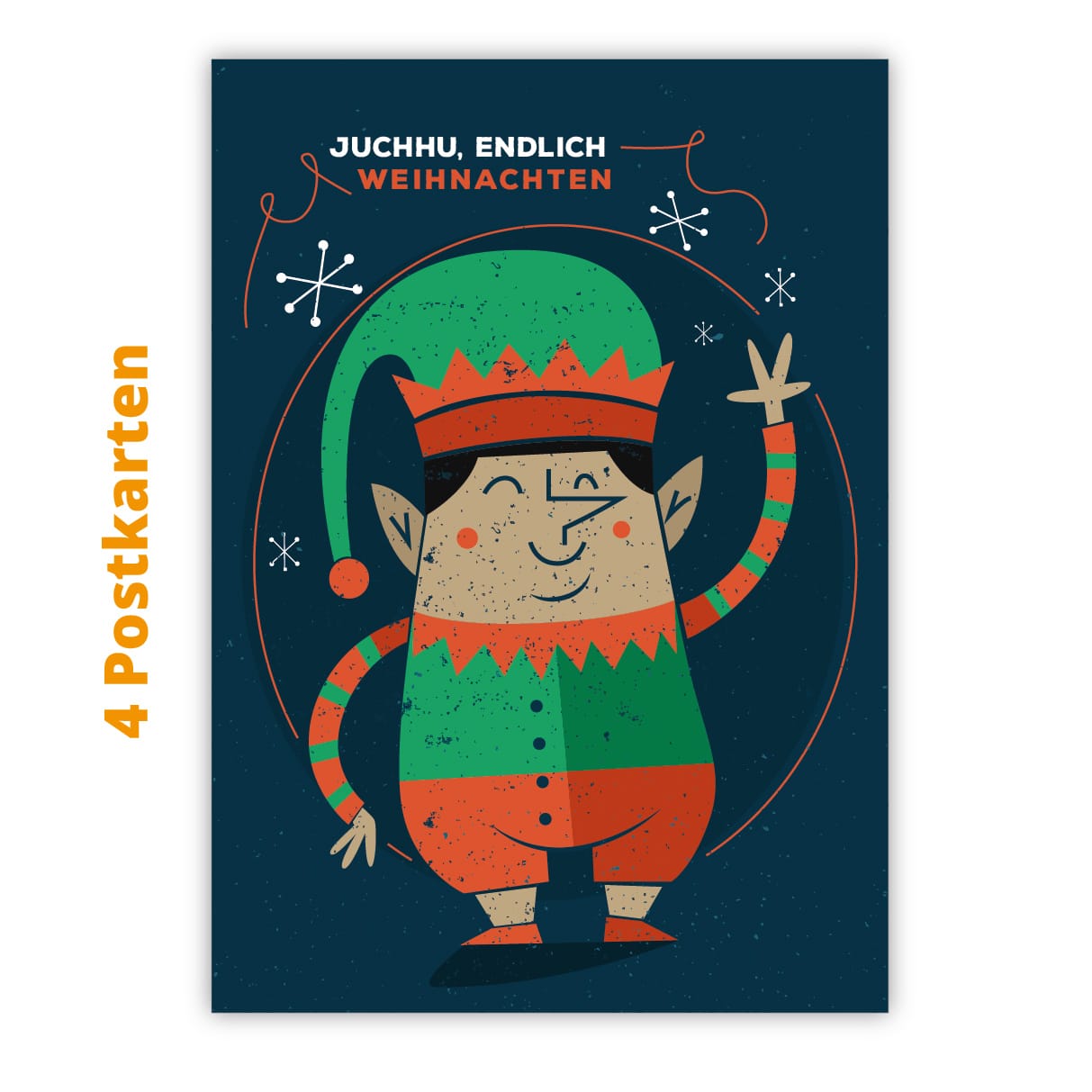 Kartenkaufrausch Postkarten in petrol blau: Elfen Weihnachts Postkarten