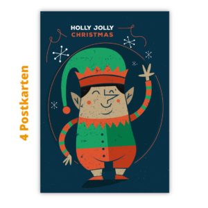 Kartenkaufrausch Postkarten in petrol blau: Weihnachts Postkarten im Retro Look