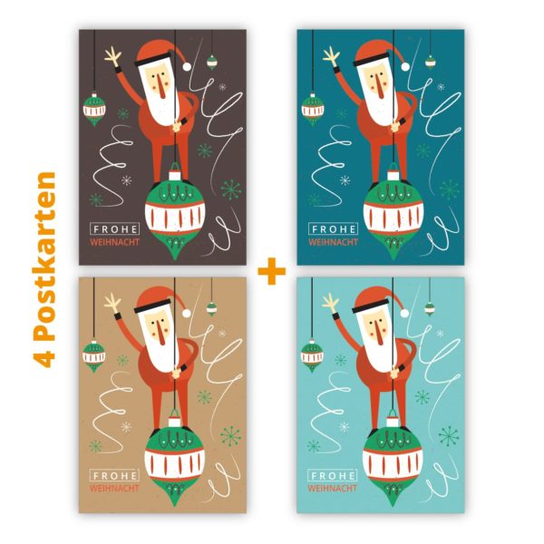 Kartenkaufrausch Postkarten in multicolor: Postkarte mit Santa