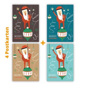 Kartenkaufrausch Postkarten in multicolor: Set Retro Weihnachts Postkarte