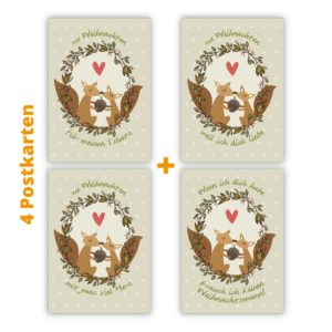 Kartenkaufrausch Postkarten in beige: Eichhorn Liebes Weihnachtskarte