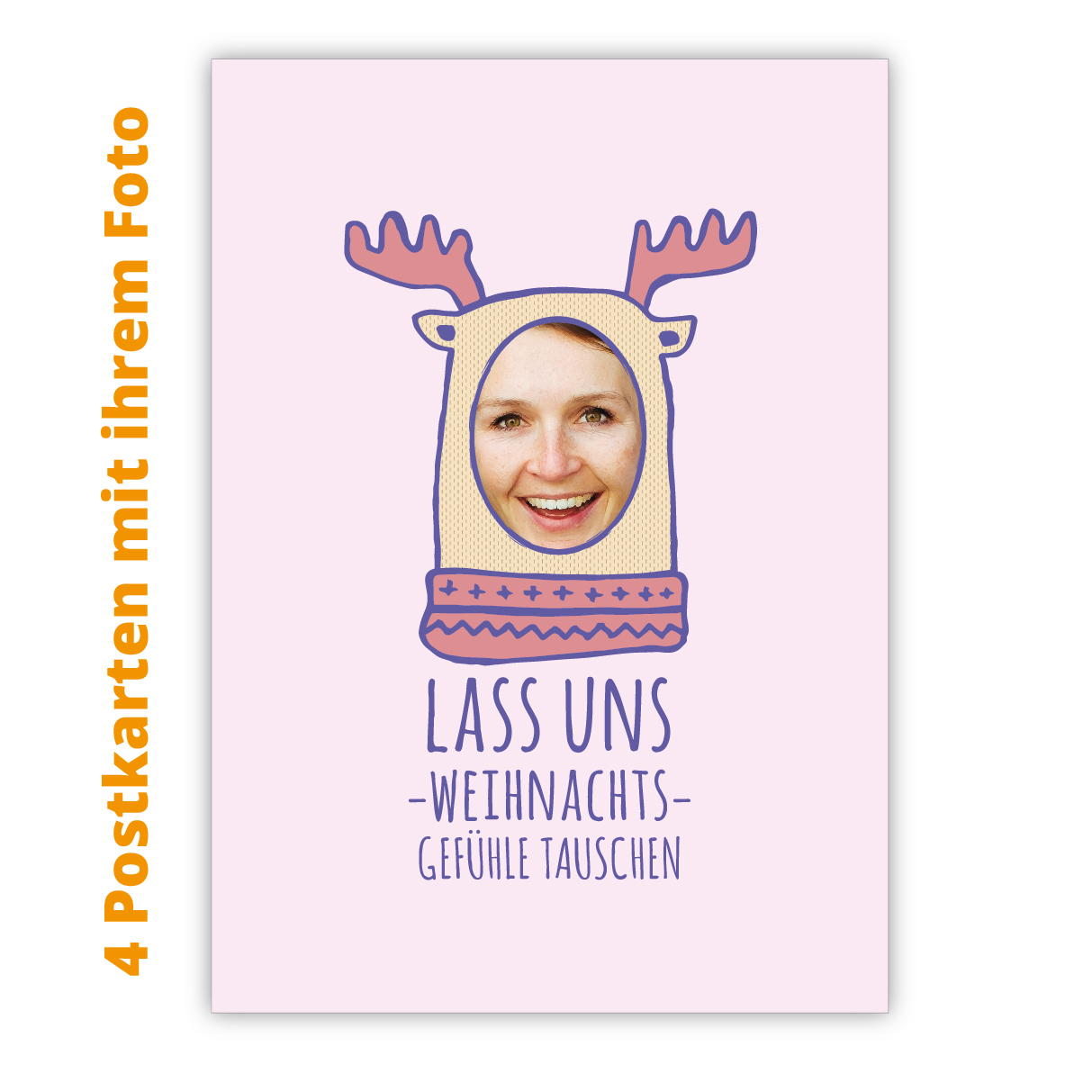 Kartenkaufrausch Postkarten in rosa: rosa Foto Weihnachts Postkarten
