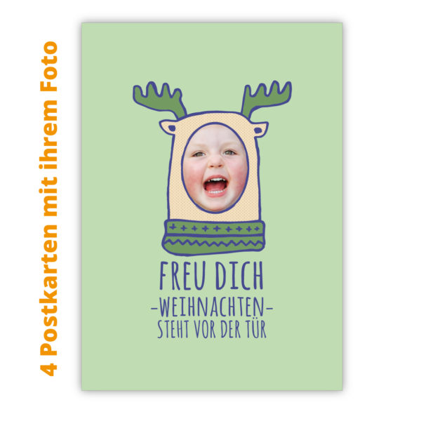 Kartenkaufrausch Postkarten in hell grün: Weihnachts Postkarten mit ihrem Foto