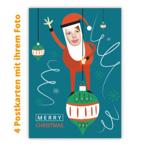 Kartenkaufrausch Postkarten in petrol blau: Retro Weihnachts Foto Postkarten