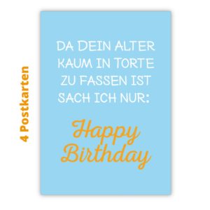 Kartenkaufrausch Postkarten in hellblau: Lustige Spruch Geburtstags Postkarten