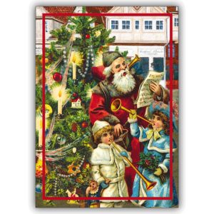 Elegante Weihnachtskarte, Advent Klappkarte mit Weihnachtsmann