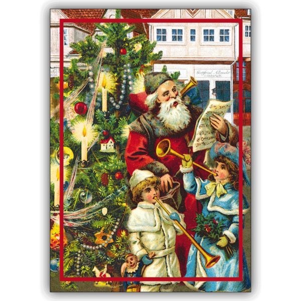 Elegante Weihnachtskarte, Advent Klappkarte mit Weihnachtsmann