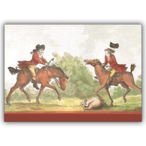 Elegante Reiter Grußkarte, Klappkarte mit englischem Pferde Motiv