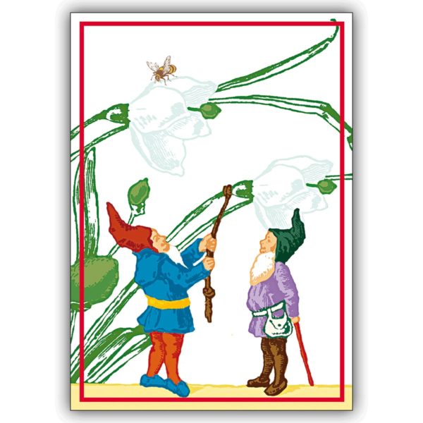 Märchenhafte Kinder Geburtstagskarte, Grußkarte mit Zwergen Motiv