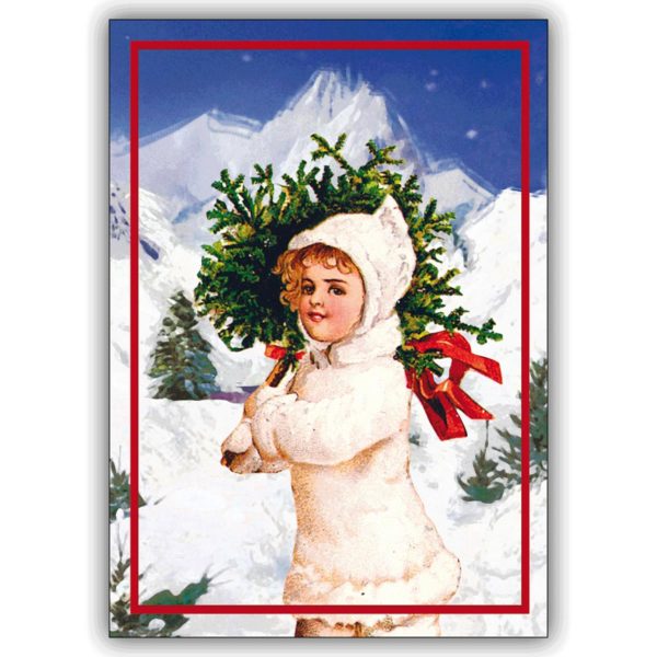 Klassische Weihnachtskarte mit Schnee Motiv