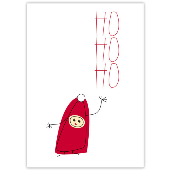 Nette Weihnachtskarte: Gratulieren Sie zum Weihnachtsfest mit dem lustigen Weihnachts Wichtel: Ho Ho Ho