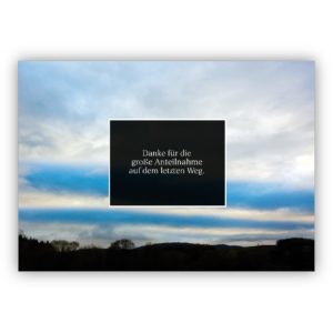 Moderne Foto Trauer Dankeskarte mit Wolken Stimmung