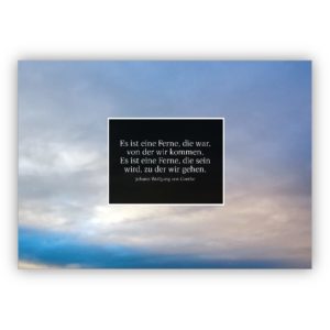 Moderne Foto Trauerkarte mit Himmel und Goethe Zitat