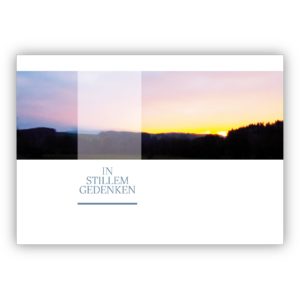 Schöne Foto Trauerkarte, Kondolenzkarte mit Sonnenuntergang