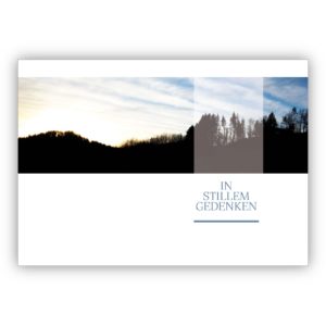 Edle Foto Trauerkarte, Kondolenzkarte mit Wald Landschaft
