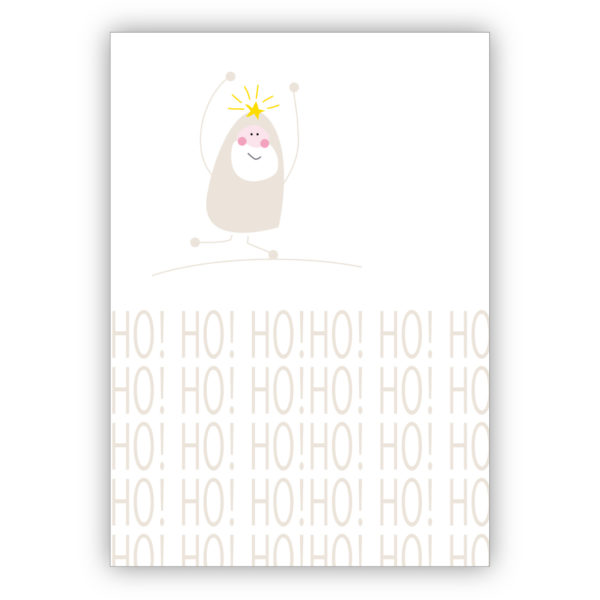 Komische Weihnachtskarte mit süßem Weihnachts Wichtel: Ho Ho Ho