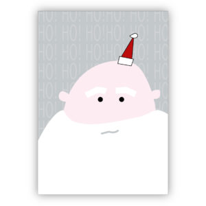 Nette Weihnachtskarte mit süßem Weihnachtsmann: Ho Ho Ho