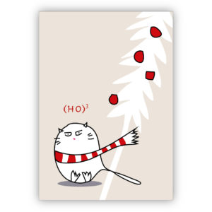 lustige Weihnachtskarte mit cooler Katze unterm Weihnachtsbaum: (Ho)3